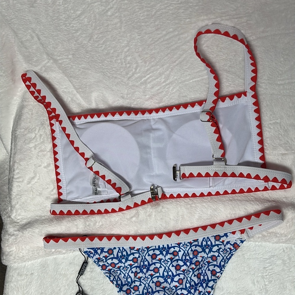BNWT Zaful 2pc Bikini, Red, White, & Blue patterns, Sz M-US 6, Removable Pads - Picture 3 of 7